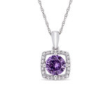 1.00 Carat (ctw) Lab-Created Alexandrite Solitaire Pendant Necklace in Sterling Silver with Chain
